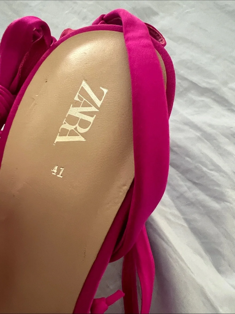 LIMITED ADDITION Zara Bright Fuchsia Pointed-Toe Ankle Tie Heels